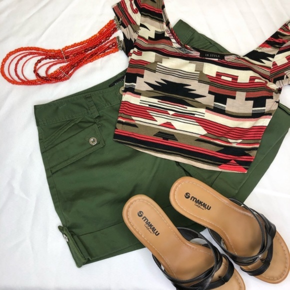 White House Black Market Pants - WH|BM army green chino shorts, 4 pocket mid rise